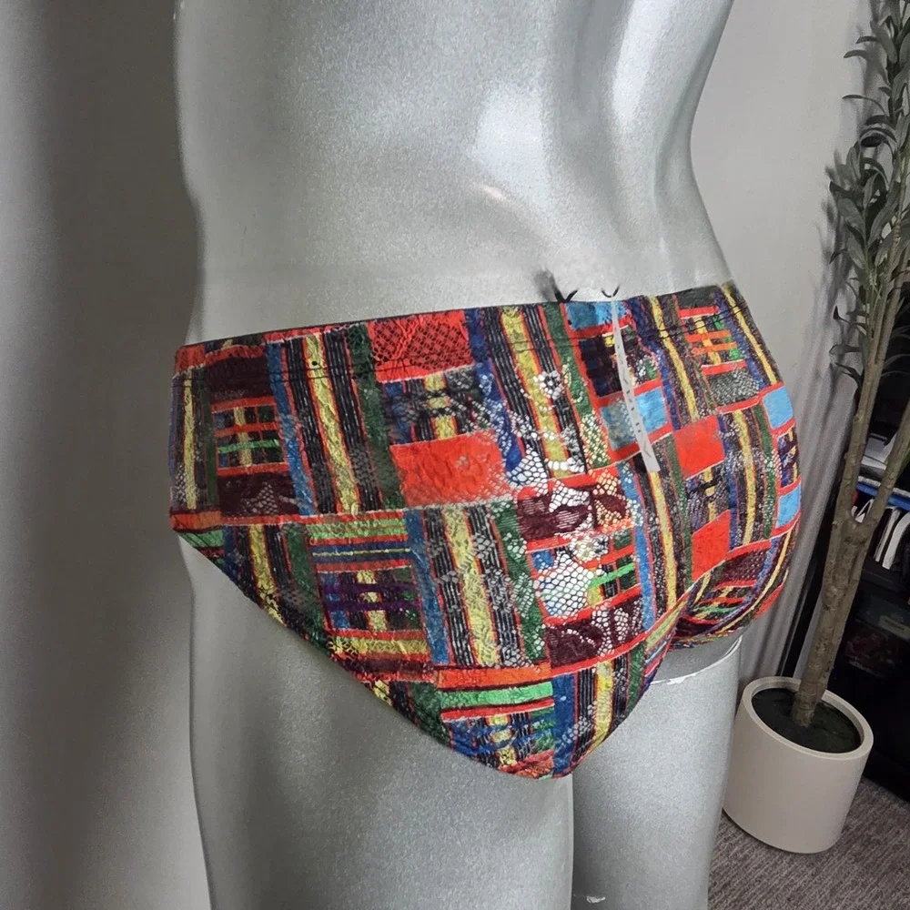 Cosabella Mens Briefs‎ Multi Color Geometric Mosaic Print Low Rise Underwear NEW